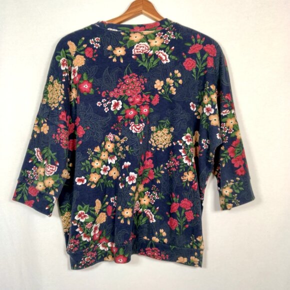 Vintage Large Skirt And Shirt Knit Outfit Set Blue Floral Cottagecore Soft USA - Picture 12 of 16